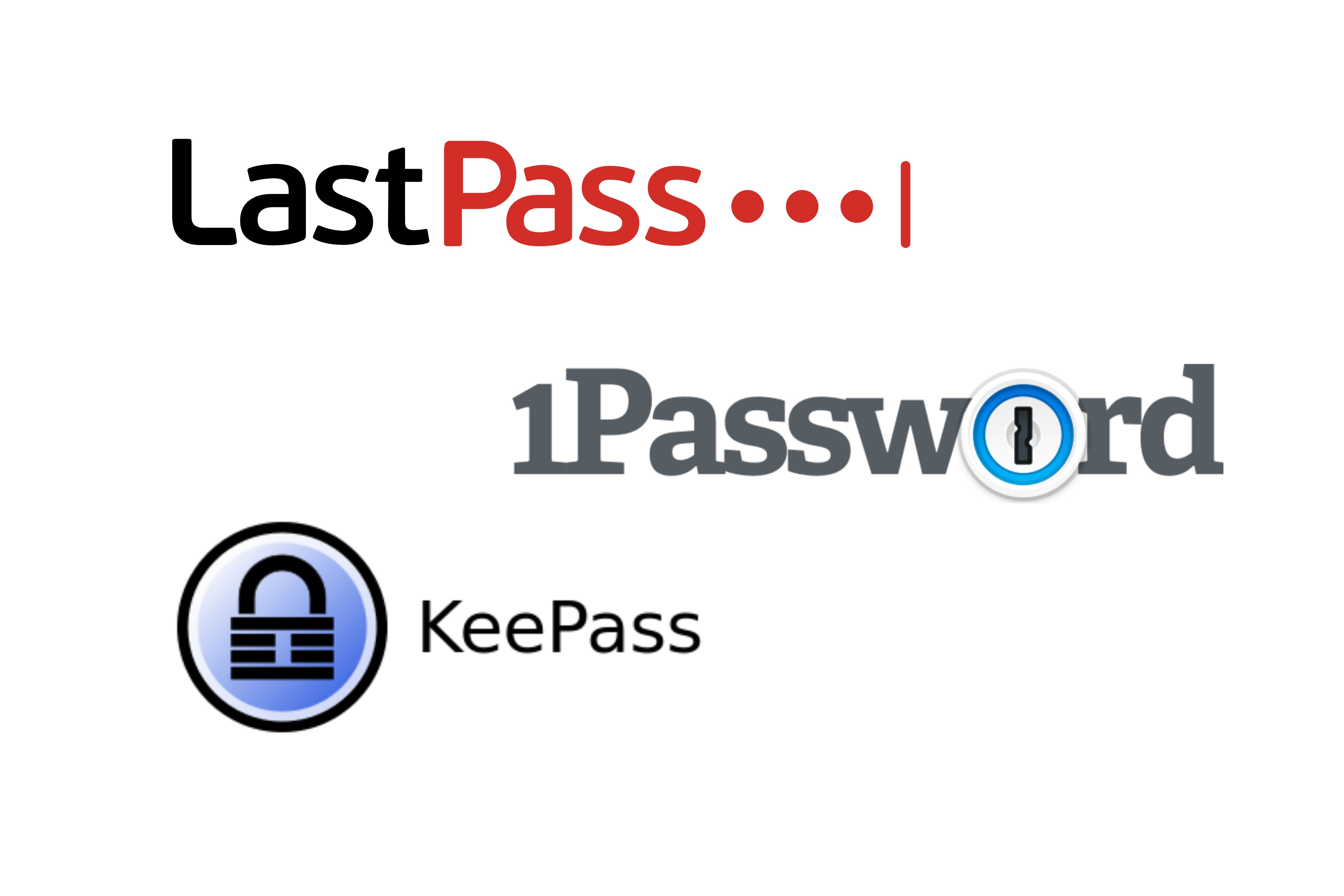 Loga správců hesel LastPass, 1Password, KeePass